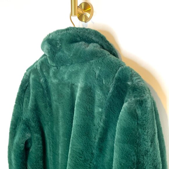 Streetwear | Blank NYC Faux Fur Jacket | Deep Emerald Green Teal Maximalist Crop - Picture 6 of 9